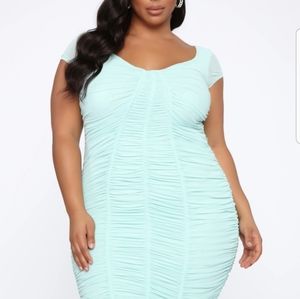 Brand New Mint Ruched Dress